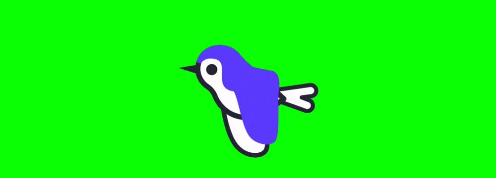 Animated blue bird flying on a green screen background cartoon chroma key isolated motion vector cartoon chroma key isolated motion vector