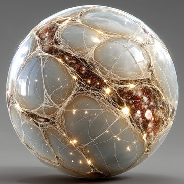  Expansion Limit Illustration, Hyperrealistic Inflated Rubber Ball, Stretch Marks, Translucent, Internal Light Halo, Commercial Use