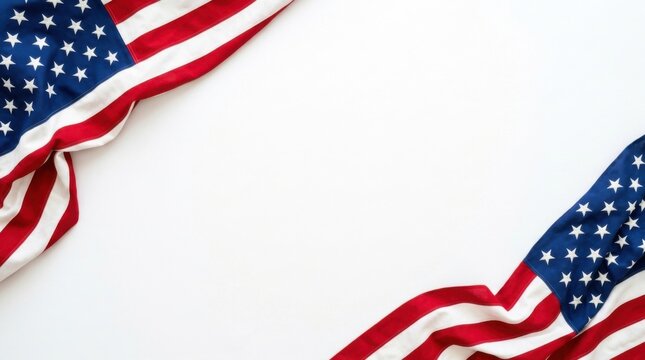 American Flag Corner Border with Empty White Space