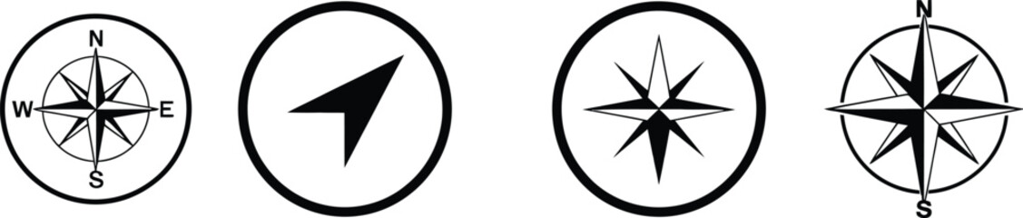 Compass icon in line navigation compass symbol vector illustration outline style for travel direction map guidance and location concept © EQBAL BASAR HABIB