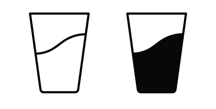 Empty Glass Icon simple illustration set. Black and white icons