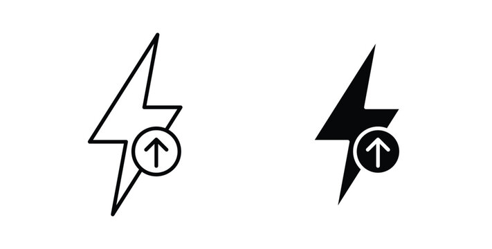 Energy increase icon simple illustration set. Black and white icons