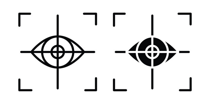 Eye tracking icon simple illustration set. Black and white icons