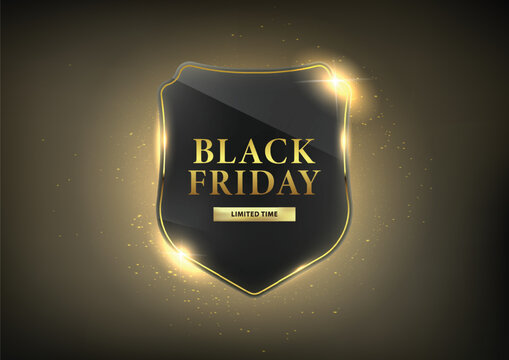 Modern Gold Shield Button Black Friday Sale UI Element