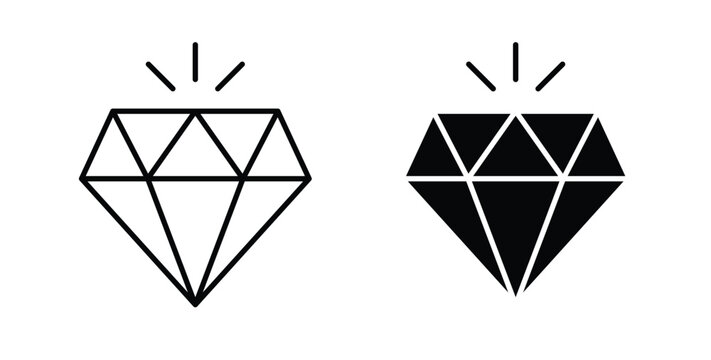Gemstone icon simple illustration set. Black and white icons