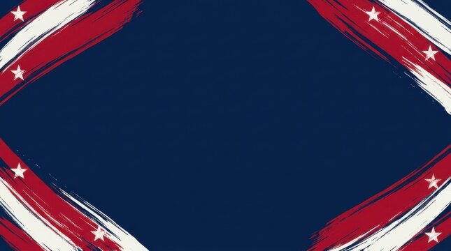 Abstract Patriotic USA Colors Border with Dark Blue Background