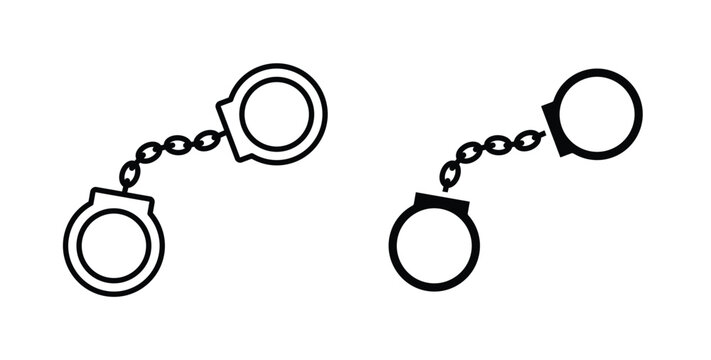 Handcuffs icon simple illustration set. Black and white icons