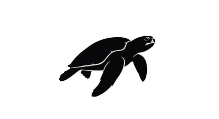 Fototapeta premium Sea turtle silhouette swims gracefully through the open ocean in this simple icon.