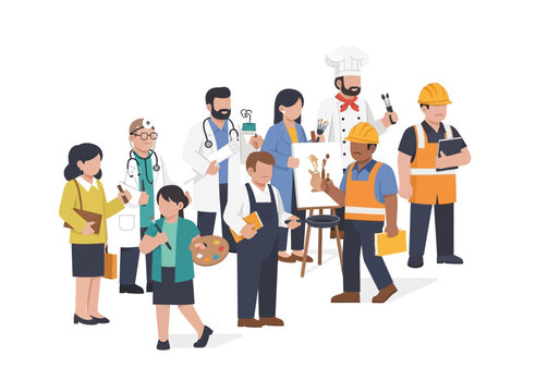 Diverse group of people working together.