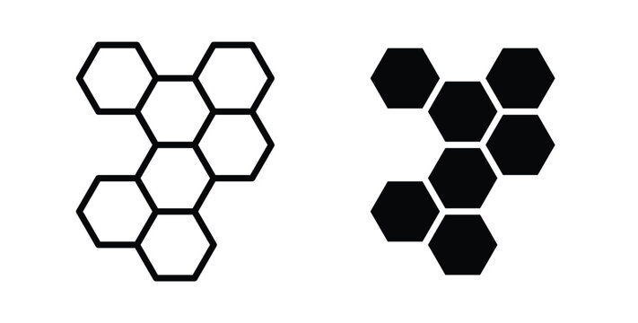 Honeycombs icon simple illustration set. Black and white icons