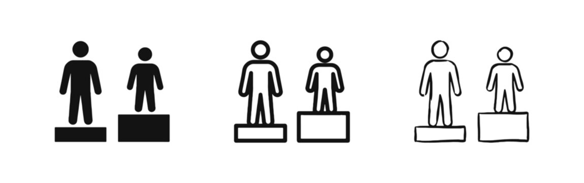 Growth and Comparison People Icon Set in Three Different Styles