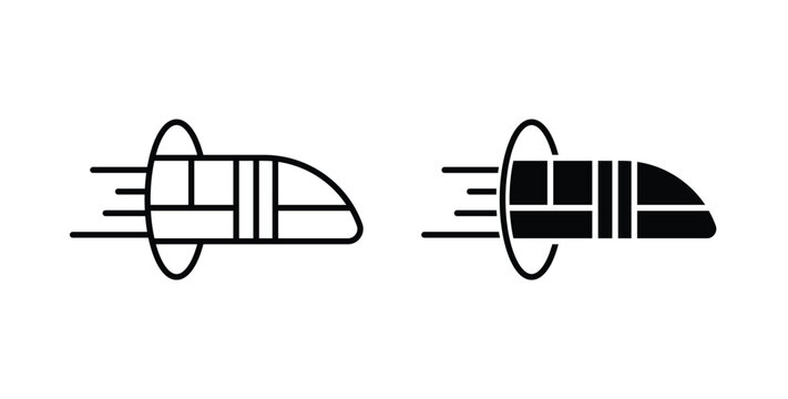 Hyperloop icon simple illustration set. Black and white icons