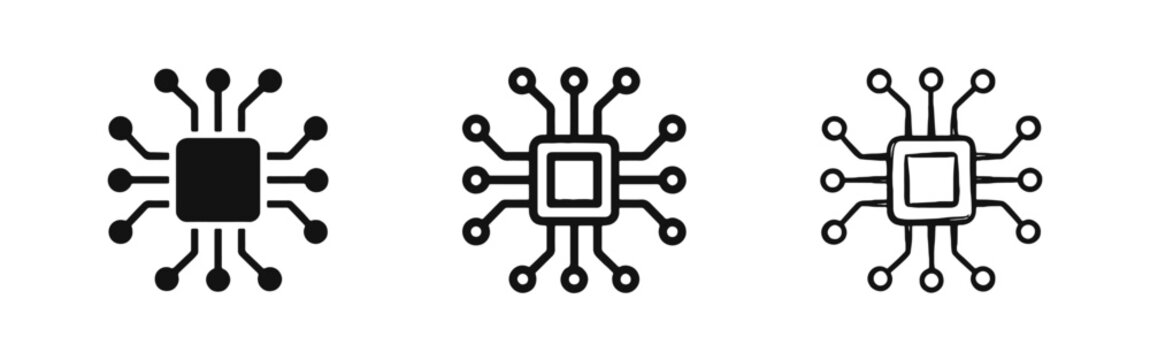Computer Chip CPU Processor Icon Set
