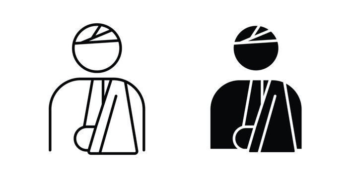 Injuries icon simple illustration set. Black and white icons