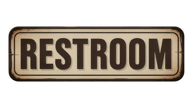A vintage restroom sign isolated on transparent background