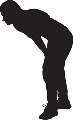 Naklejka premium vector,silhouette side view of a woman crouching and looking down