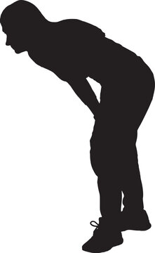 vector,silhouette  side view of a woman crouching and looking down