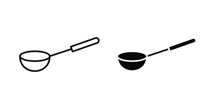 Ladle icon simple illustration set. Black and white icons