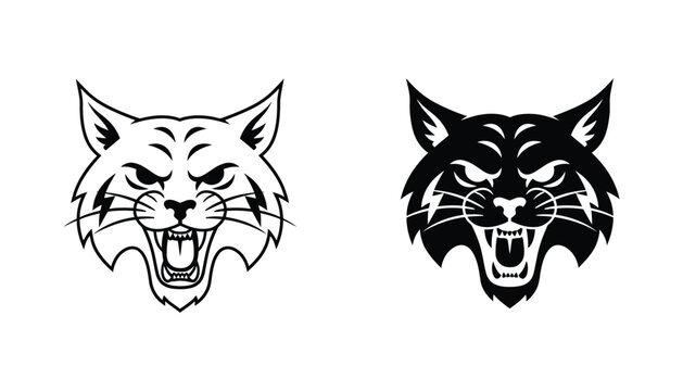 Angry bobcat face mascot emblem for sports team branding vector illustration