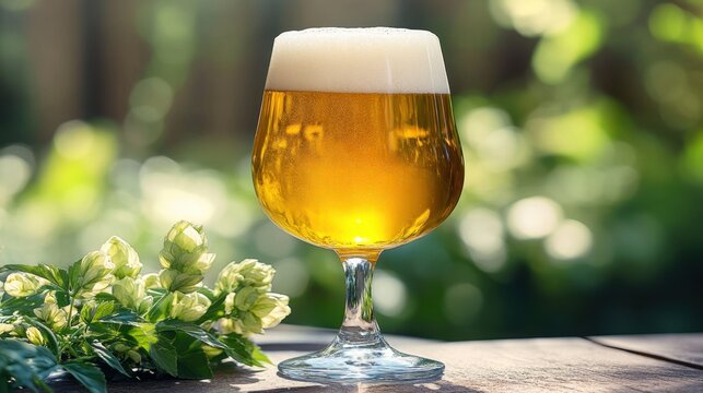 Golden Beer Glass with Hops, Gigapixel Standard v2 6x