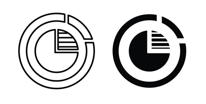 Market share icon simple illustration set. Black and white icons