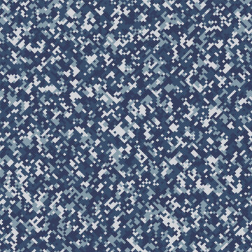 Abstract digital camouflage pattern in cool blue and white colors