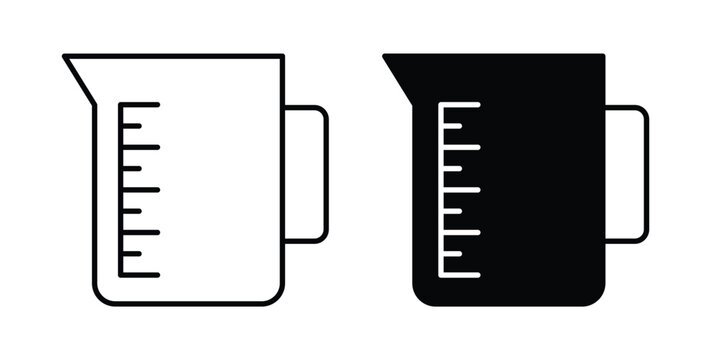 Measuring cup icon simple illustration set. Black and white icons