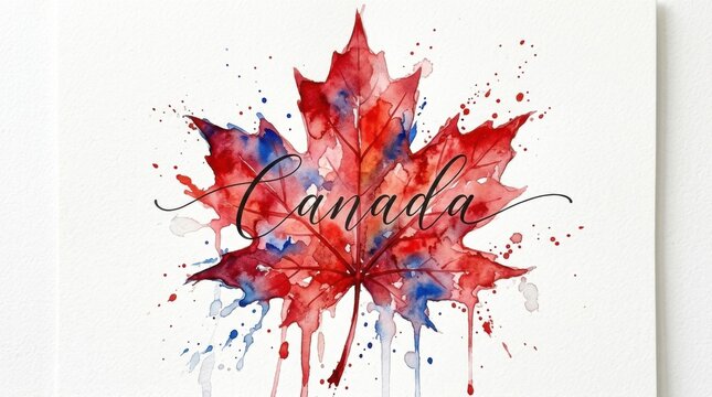 Elegant Watercolor Maple Leaf Graphic for Canada Day