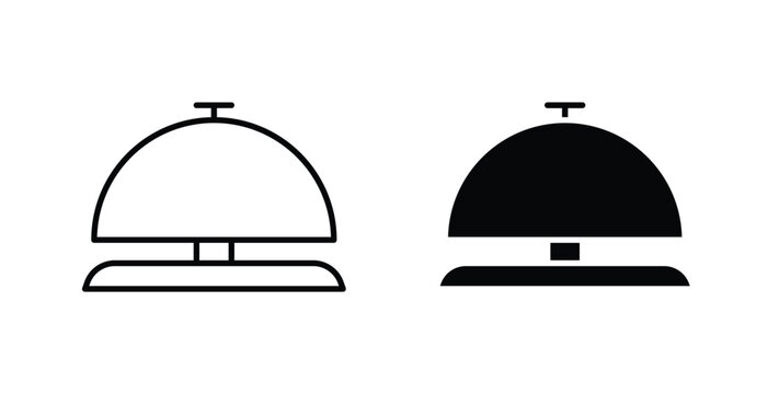 Reception bell icon simple illustration set. Black and white icons