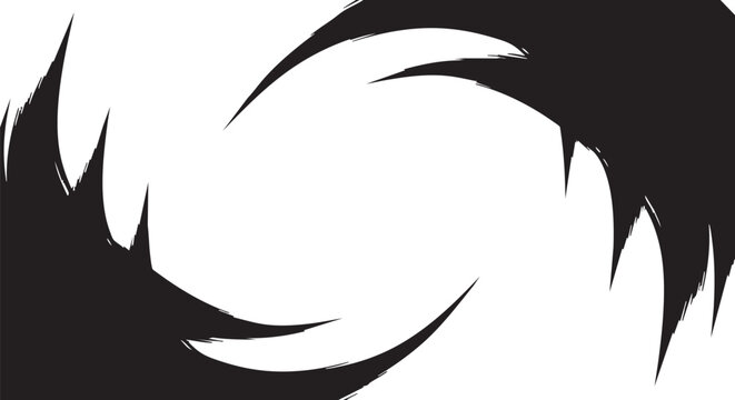Abstract Dynamic Black Brush Strokes Vector Element with Minimalist Swoosh Design Isolated on White Background
