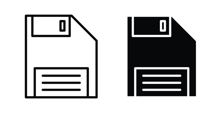 Save file icon simple illustration set. Black and white icons