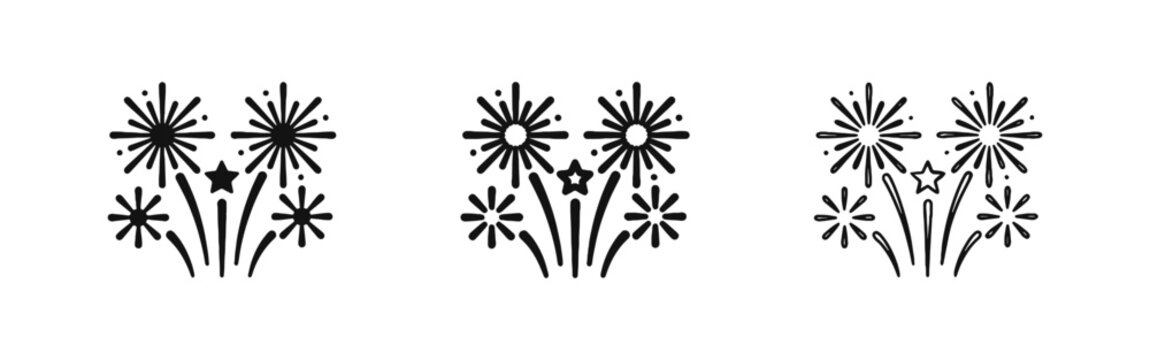 Fireworks Explosion Celebration Event Icon Set