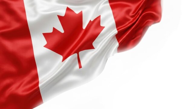 Smooth Waving Silk Canadian Flag Corner Border