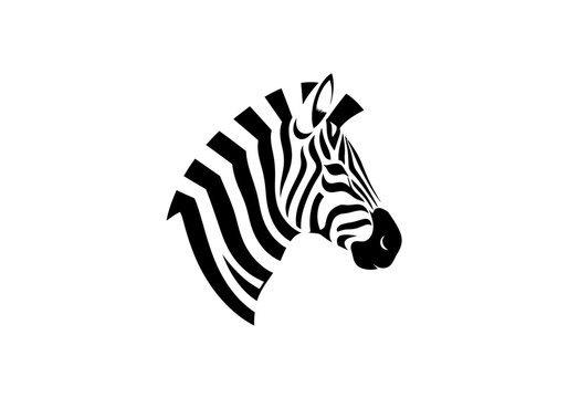 Minimalist black and white zebra head vector illustration