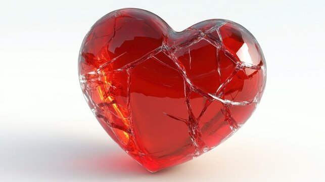 Broken Red Heart Symbol Isolated on White Background Photo