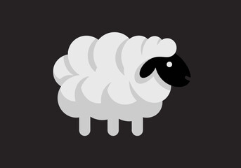 Minimalist flat illustration of a fluffy white sheep © Keong