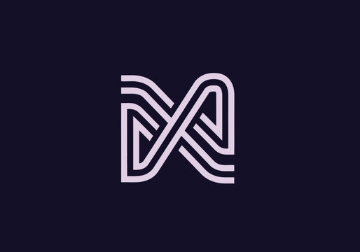 Minimalist geometric letter M logo design on dark background