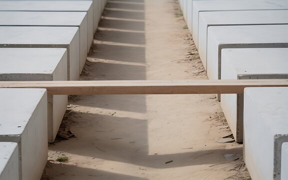 Abstract architectural view of modern concrete staircases and geometric building structure