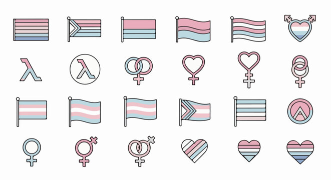 Icons representing gender and sexuality diversity flags and symbols