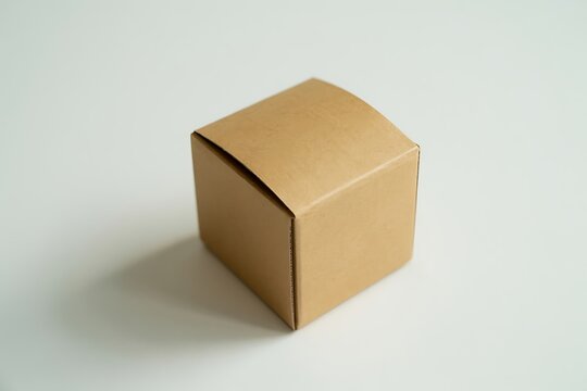 Small square cardboard box made of brown paper for shipping and delivery