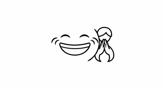 Happy face with closed eyes, wide smile, tears, and hands together
