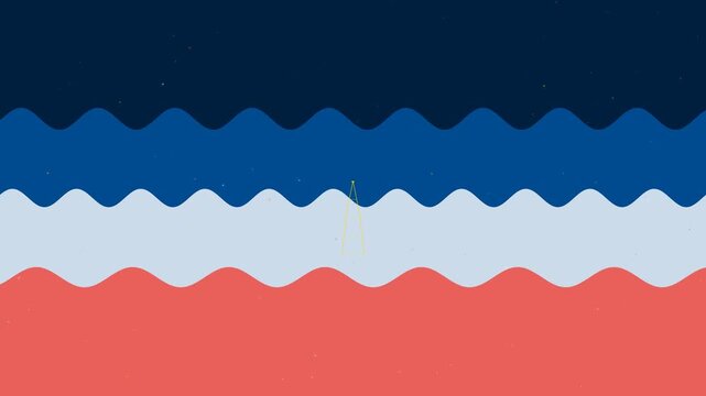 Navy Blue Coral Pink Wavy Striped Nautical Graphic Background
