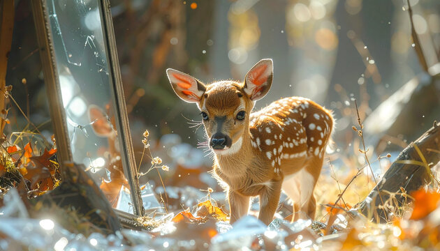 Young deer standing in forest
