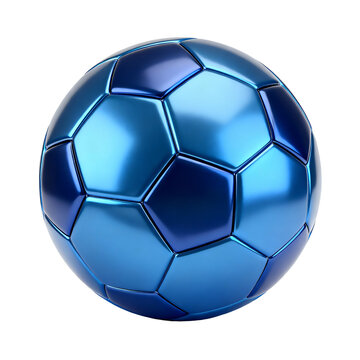 Futuristic Soccer Ball: A meticulously rendered, high-gloss soccer ball in sleek blue shades, a fusion of sports and modern design.
