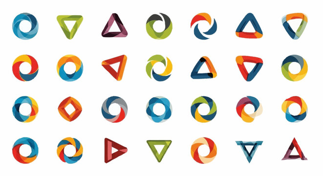 Colorful geometric shapes icons set.