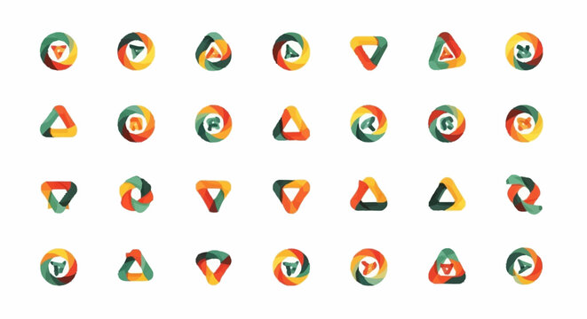 Multicolored geometric shapes icons set.