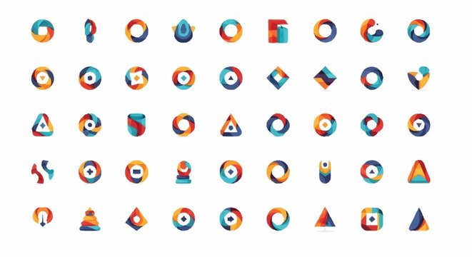 Colorful geometric shapes icons set.