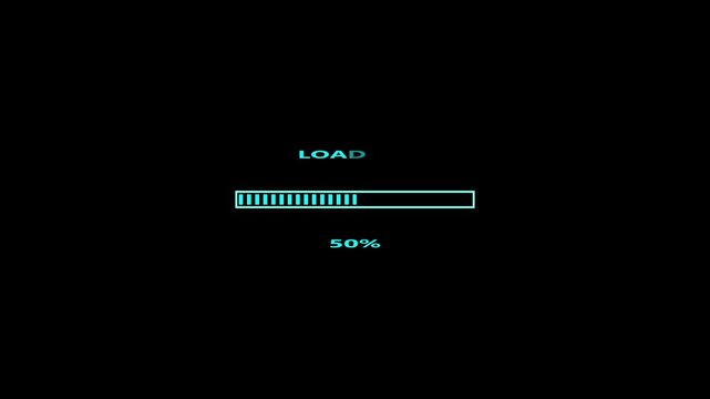 Classic retro loading bar element with glowing pixel interface
