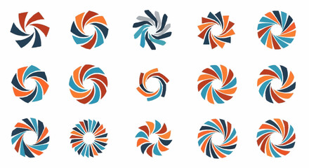 Fototapeta premium Colorful swirly shapes in rows.