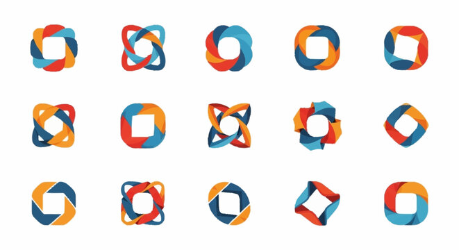 Multicolor geometric shapes icons set.